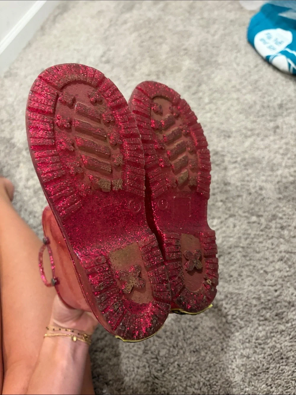 EUC Western Chief Kids Glitter Rain Boot in Hot Pink Sz 1